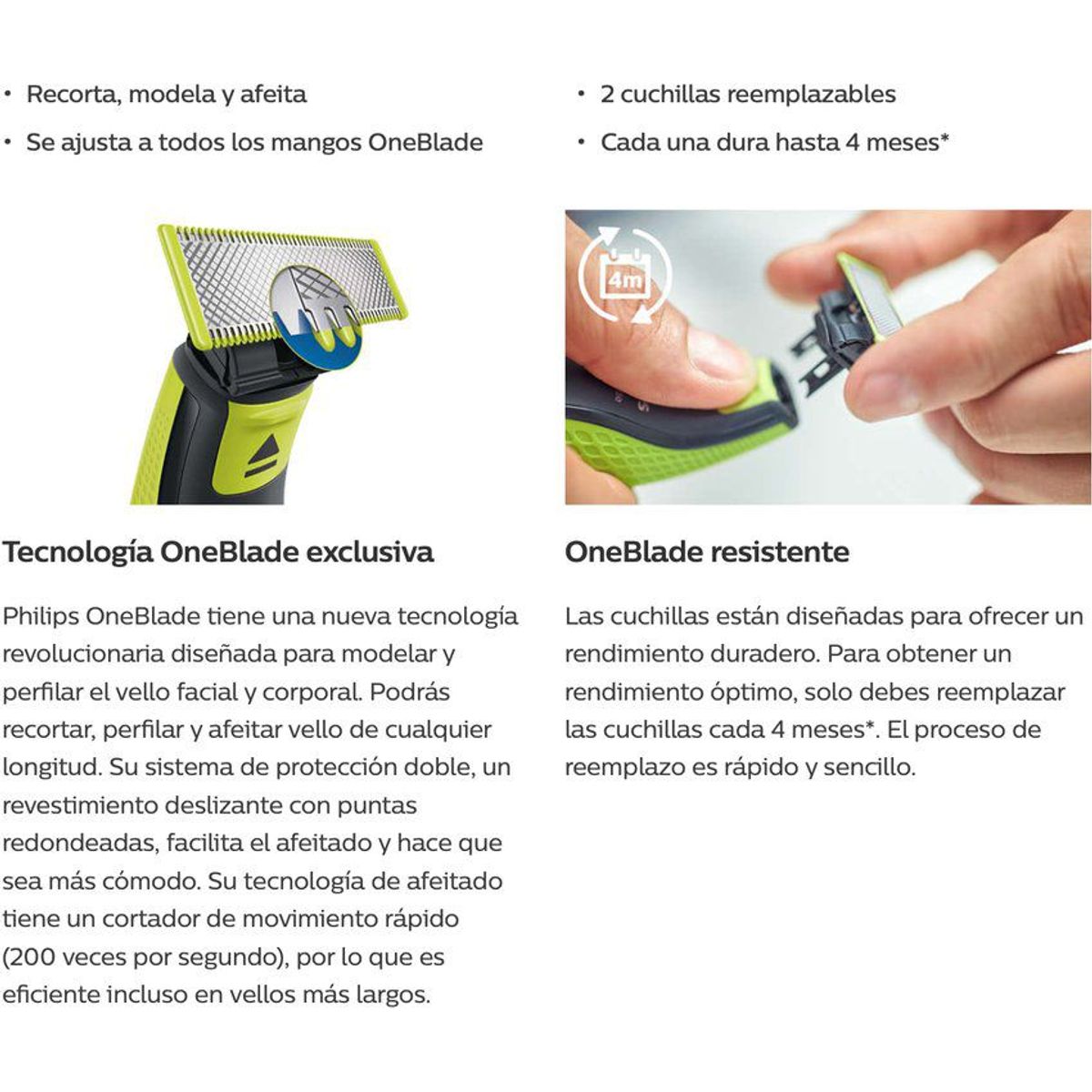 PHILIPS - Cuchilla de repuesto oneblade philips qp220