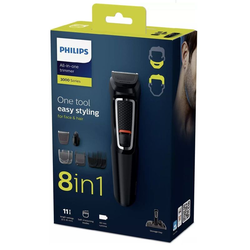 PHILIPS - Set recortador 8 en 1 para barba y cabello philips mg3731