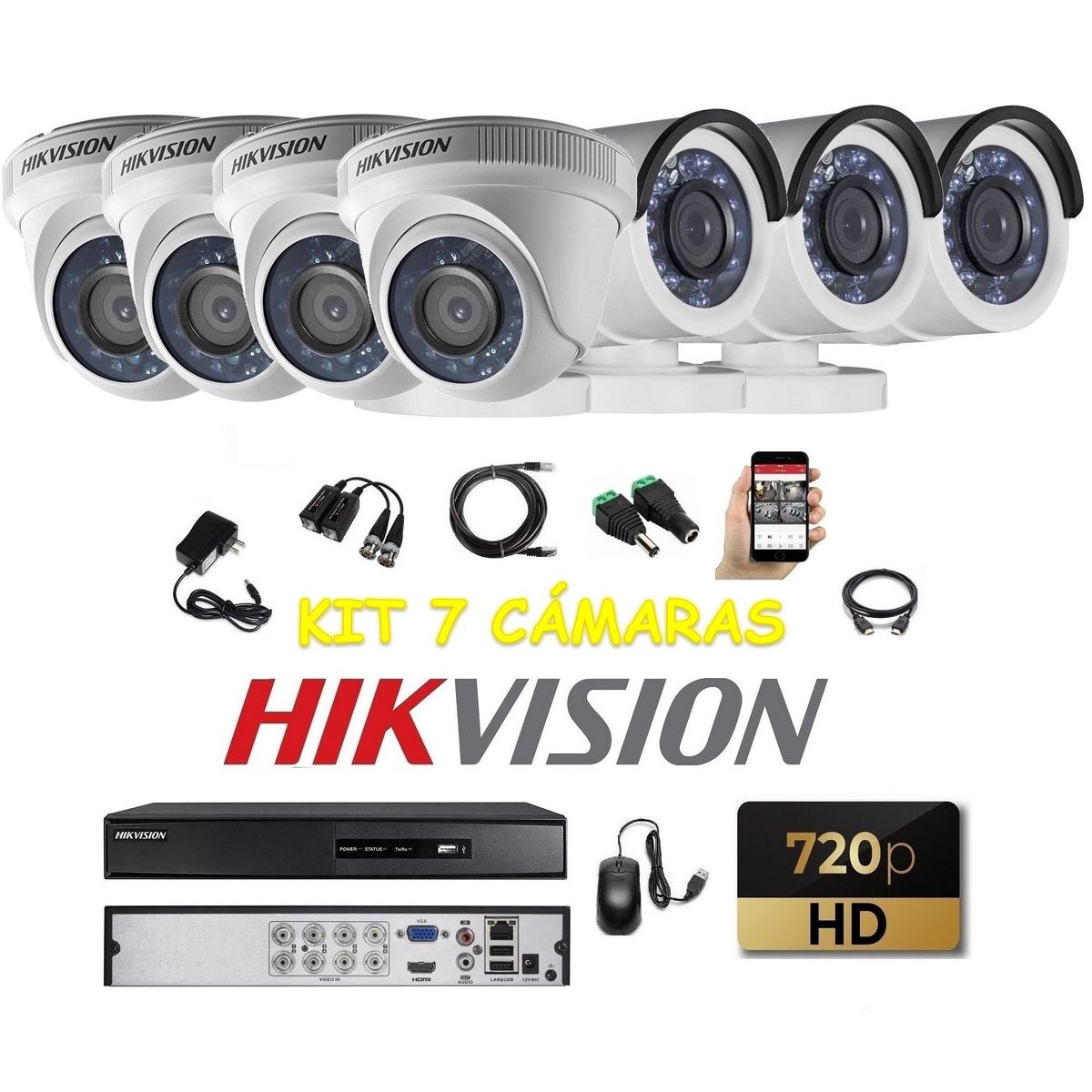 HIKVISION - kit 7 Cámaras Seguridad HD Hikvision