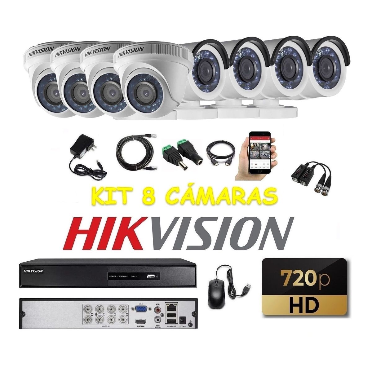 HIKVISION - kit 8 Cámaras Seguridad HD Hikvision