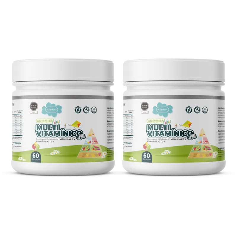 NIBRAY - Multivitamínico B1 B2 B6 B9 B12 A D C y E Pack 2 Frascos Nibray Kids