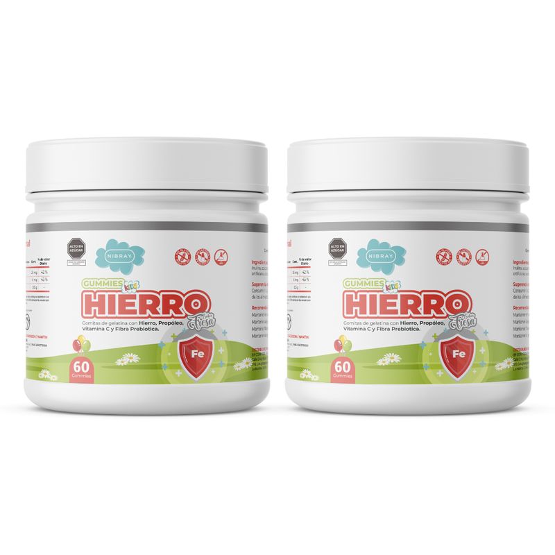 NIBRAY - Hierro Vitamina C y Prebióticos para Niños Pack 2 Frascos Nibray Kids