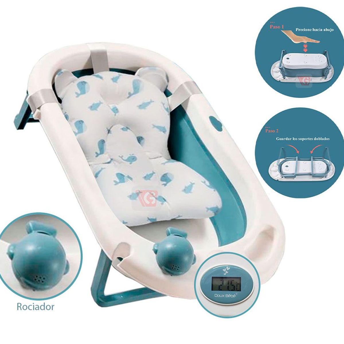 DOUX BEBE - Tina de Baño Para Bebe Plegable DB-688G DOUX BEBE Celeste