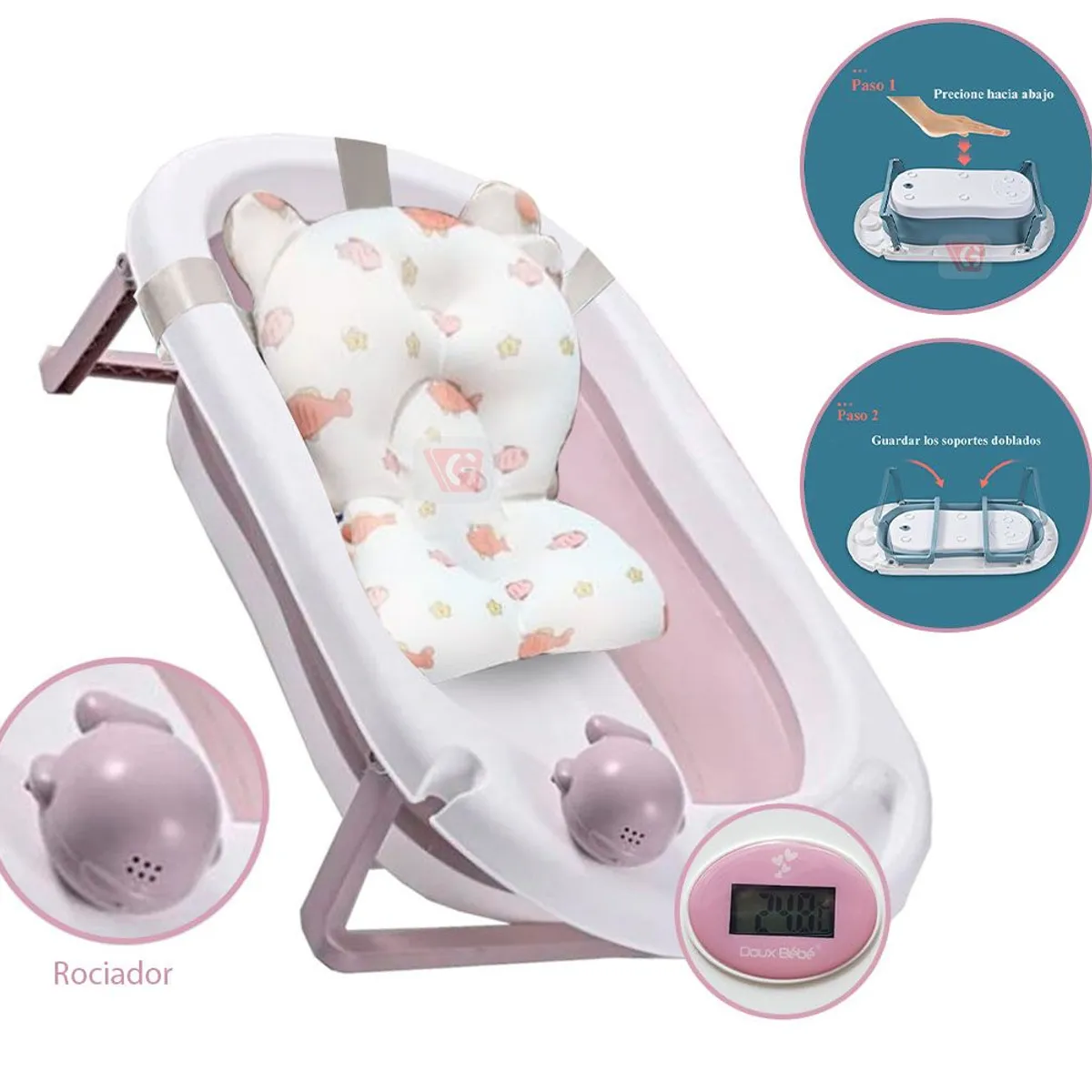 DOUX BEBE - Tina de Baño Para Bebe Plegable DB-688G DOUX BEBE Rosado