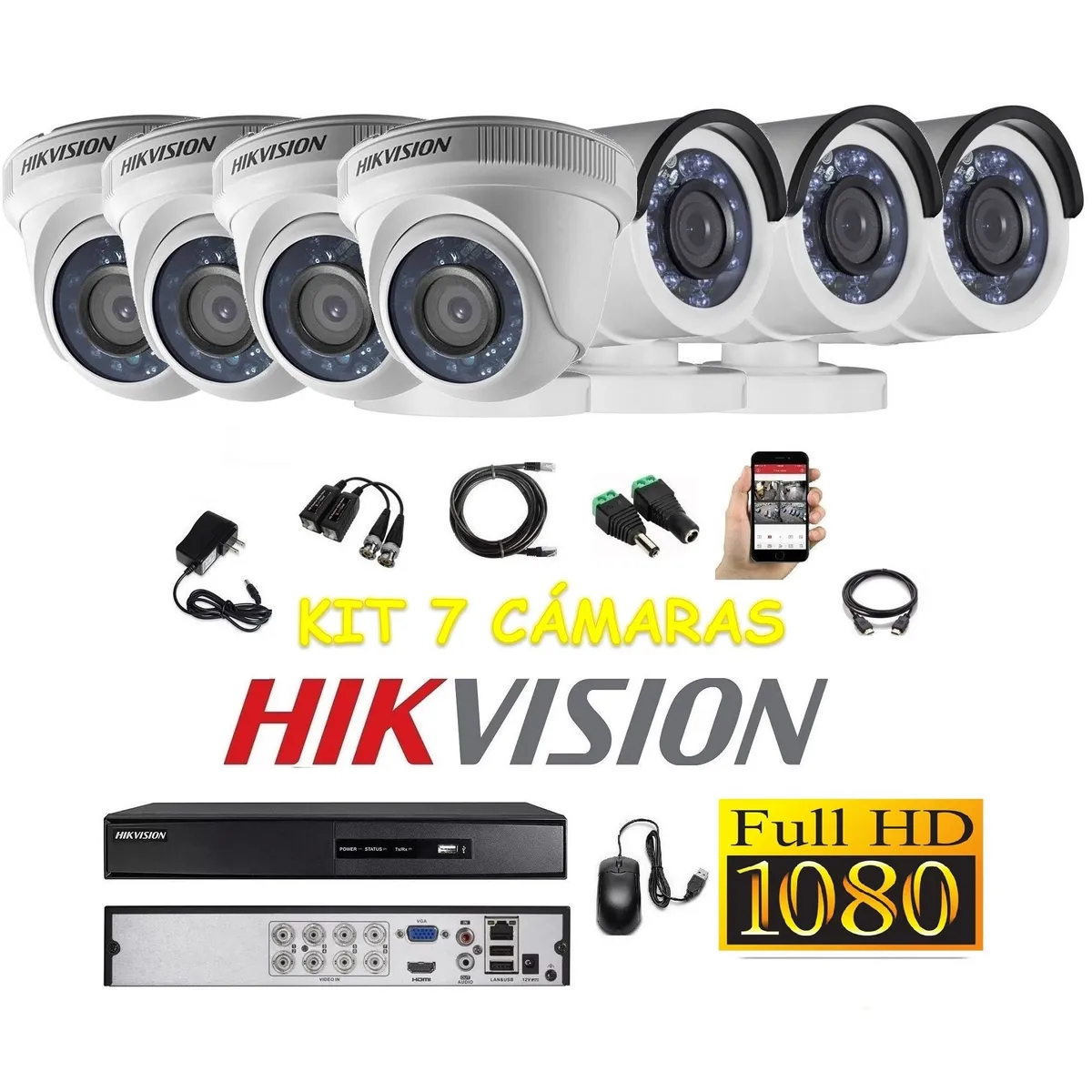 HIKVISION - kit 7 Cámaras Seguridad FULLHD Hikvision