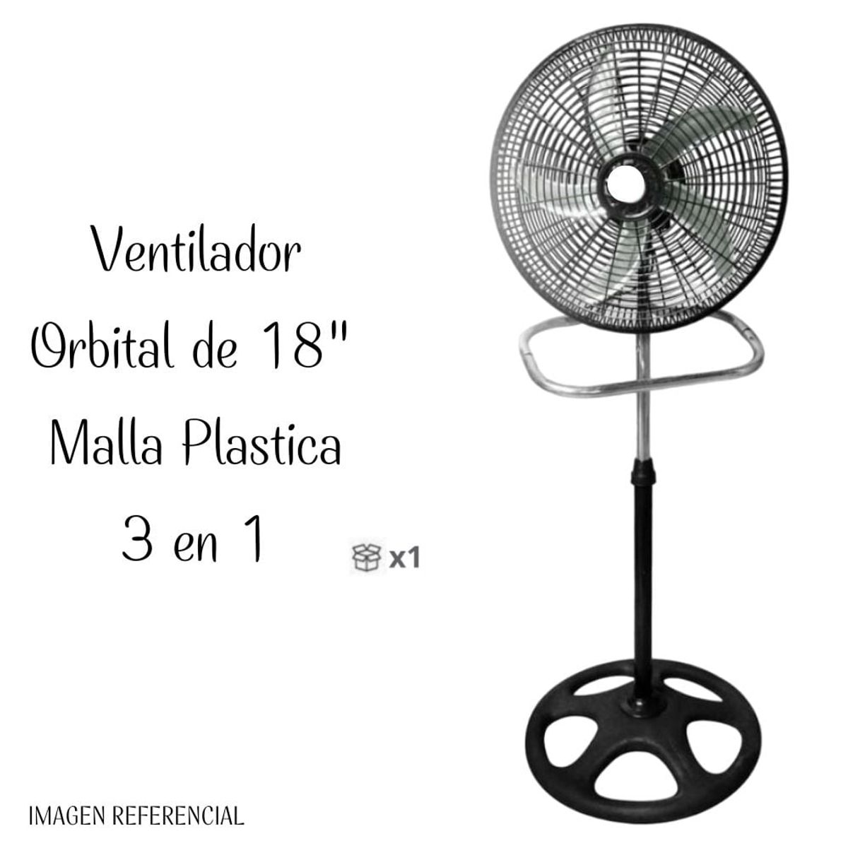 GENERICO - Ventilador Orbital de 5 Aspas Metalicas Malla Plastica 3 en 1 18"