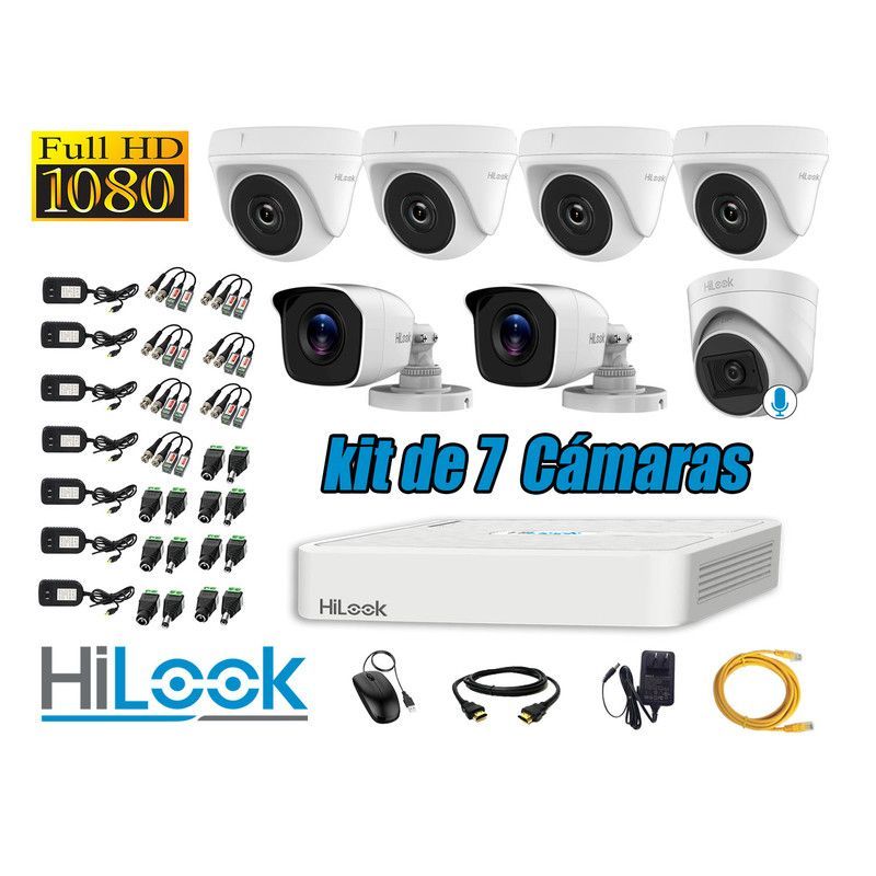 HILOOK - CÁMARAS SEGURIDAD KIT 7 FULL HD 1 CAMARA CON MICROFONO