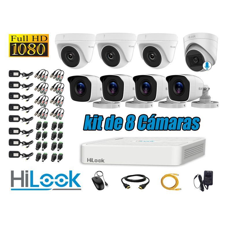 HILOOK - CÁMARAS SEGURIDAD KIT 8 FULL HD 1 CAMARA CON MICROFONO