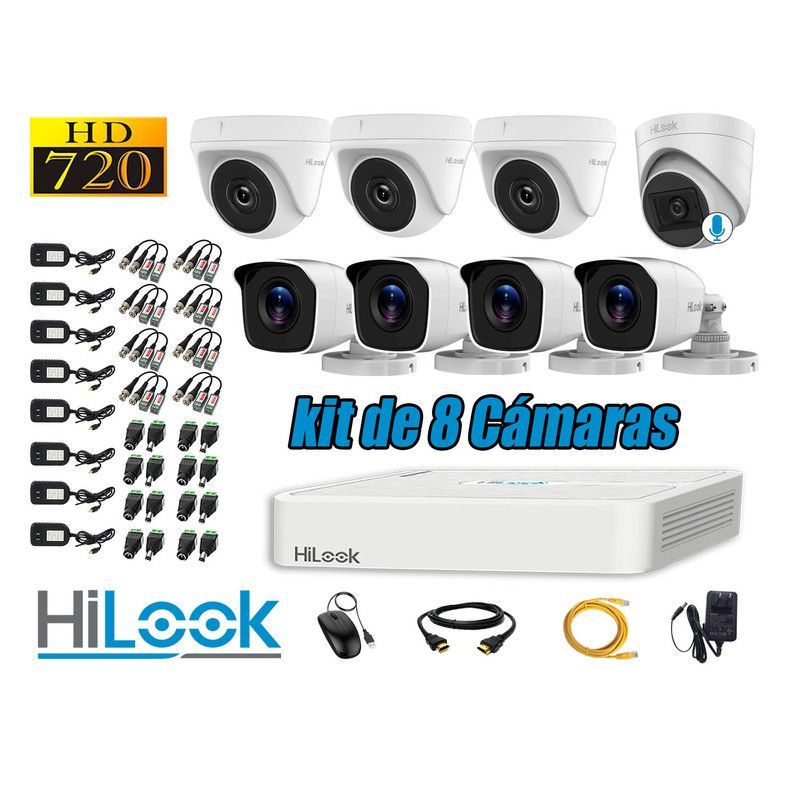 HILOOK - CÁMARAS SEGURIDAD KIT 8 HD - 1 CAMARA CON MICROFONO