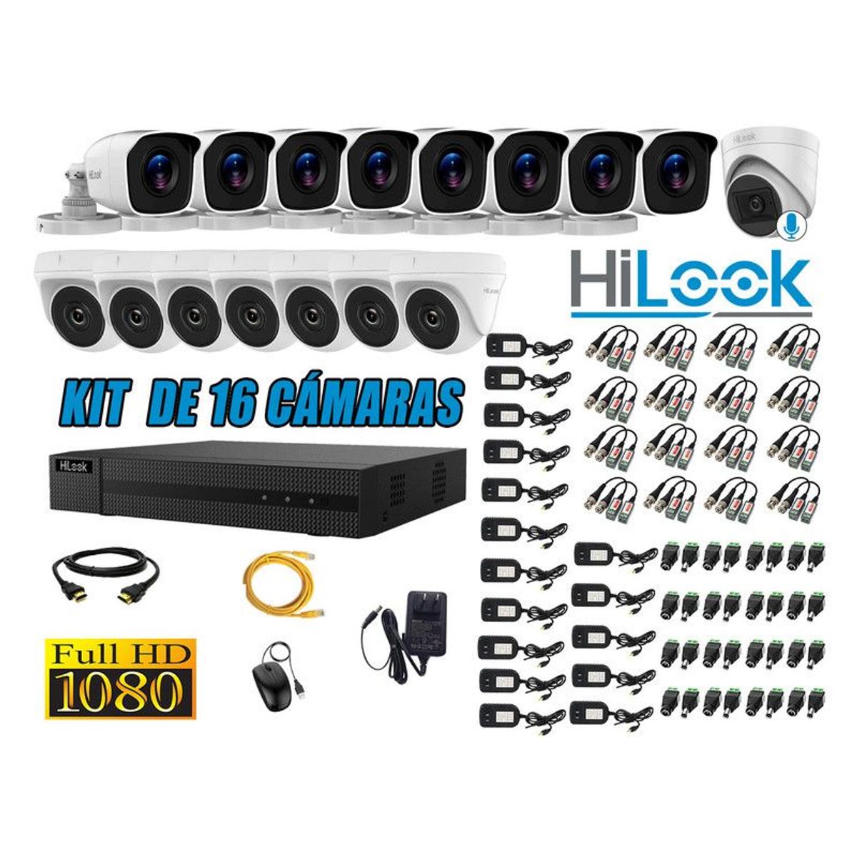 HILOOK - CÁMARAS SEGURIDAD KIT 16 FULL HD - 1 CAMARA CON MICROFONO