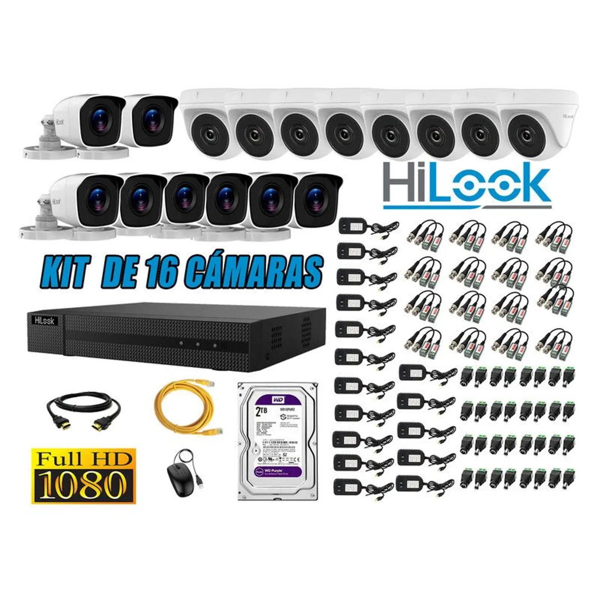 HILOOK - CÁMARAS SEGURIDAD KIT 16 FULL HD 1080P + DISCO 2TB OFERTA