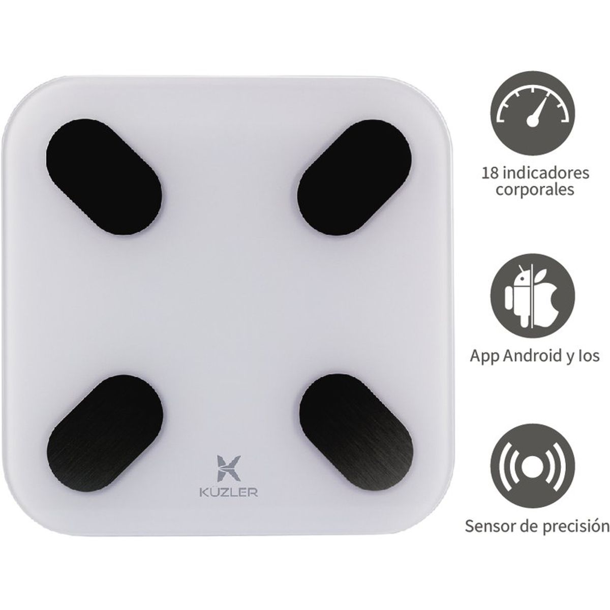 KUZLER - Balanza digital inteligente bluetooth con app blanco kuzler