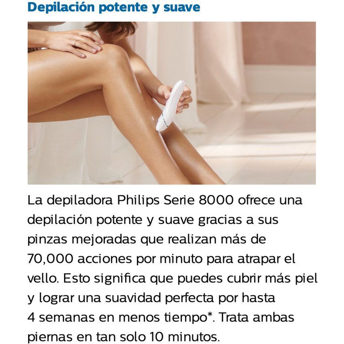 PHILIPS - Depiladora resistente al agua + 6 accesorio y luz philips - bre715