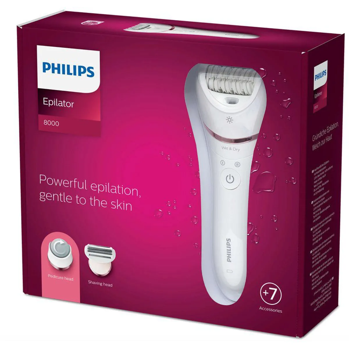 PHILIPS - Depiladora Philips Para Cuerpo, Piernas y Pies 7 Accesorios bre730