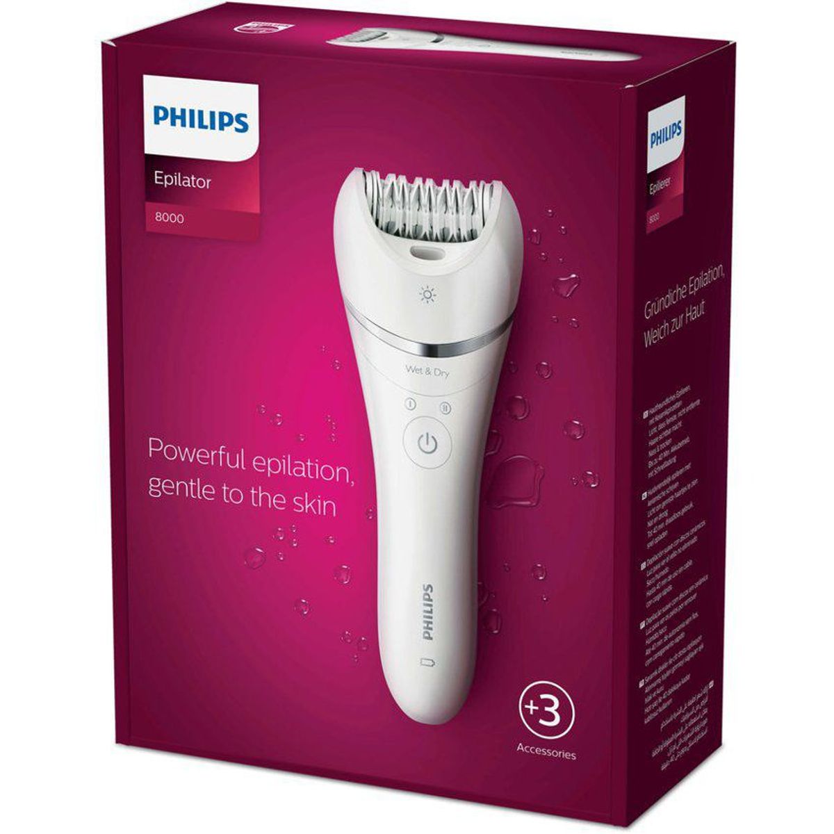 PHILIPS - Depiladora philips resistente al agua + 3 accesorios - bre700