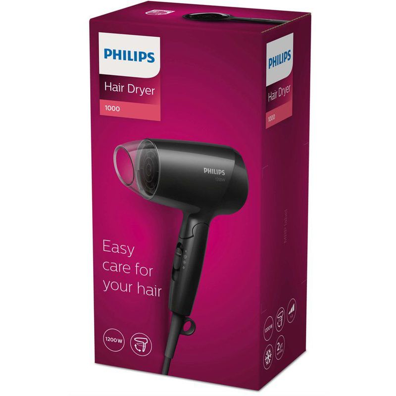 PHILIPS - Secadora philips bhc010 negro 1200 w cable de 1.5 m 3 velocidades