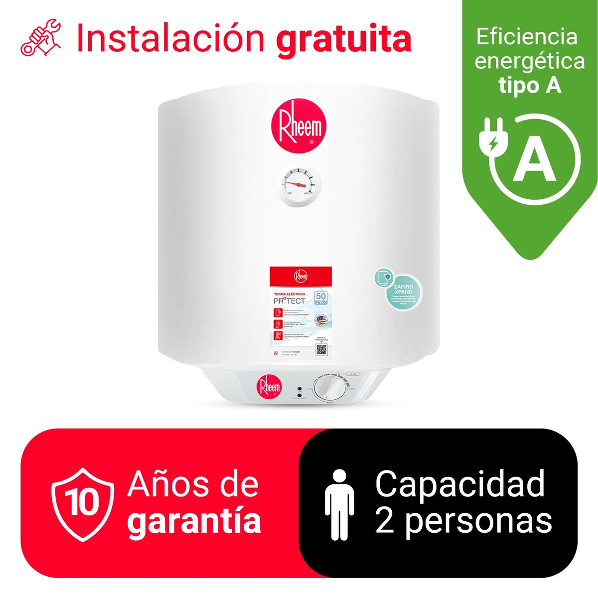RHEEM - TERMA ELÉCTRICA 50L RHEEM POWER PROTECT
