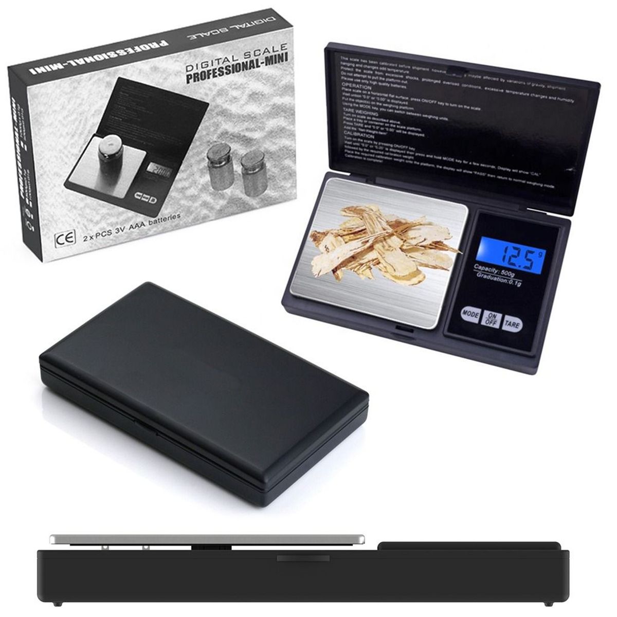 GENERICO - Balanza Gramera Digital Pesa Joyería Bolsillo 01g a 500g con tapa