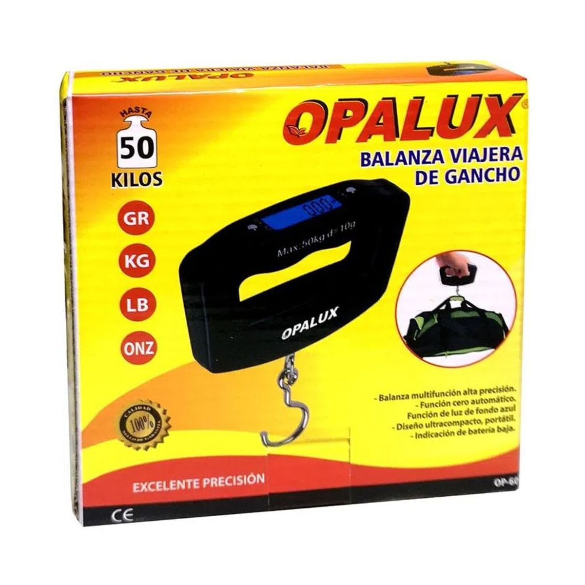 OPALUX - Balanza De Mano Digital Lcd 50kg Bascula Profesional Maletas opalux