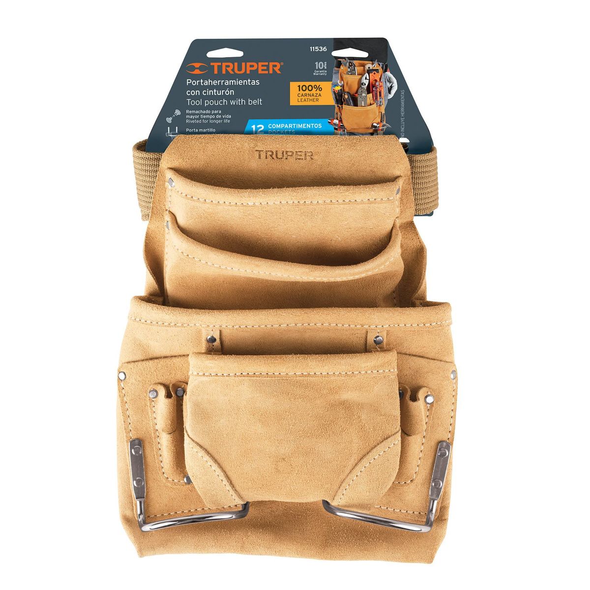 TRUPER - Cinturon Porta Herramientas 12 Compartimentos Truper