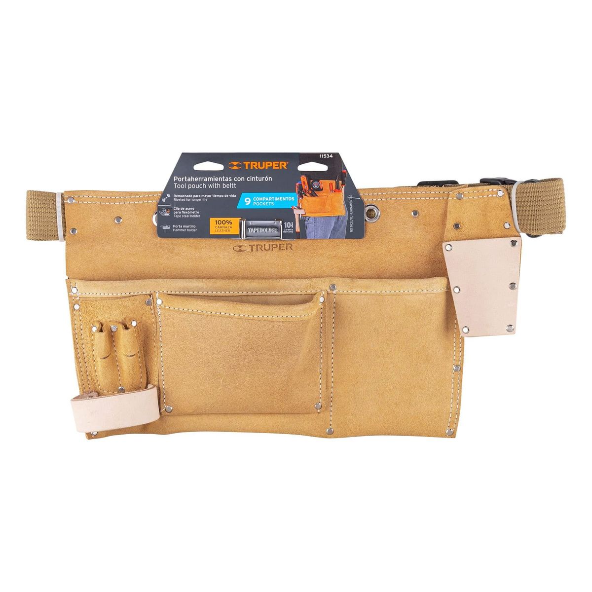 TRUPER - Cinturon Porta Herramientas 9 Compartimentos Truper
