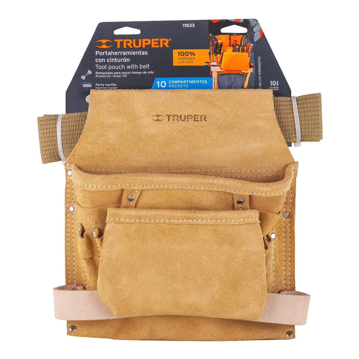 TRUPER - Cinturon Porta Herramientas 10 Compartimentos Truper