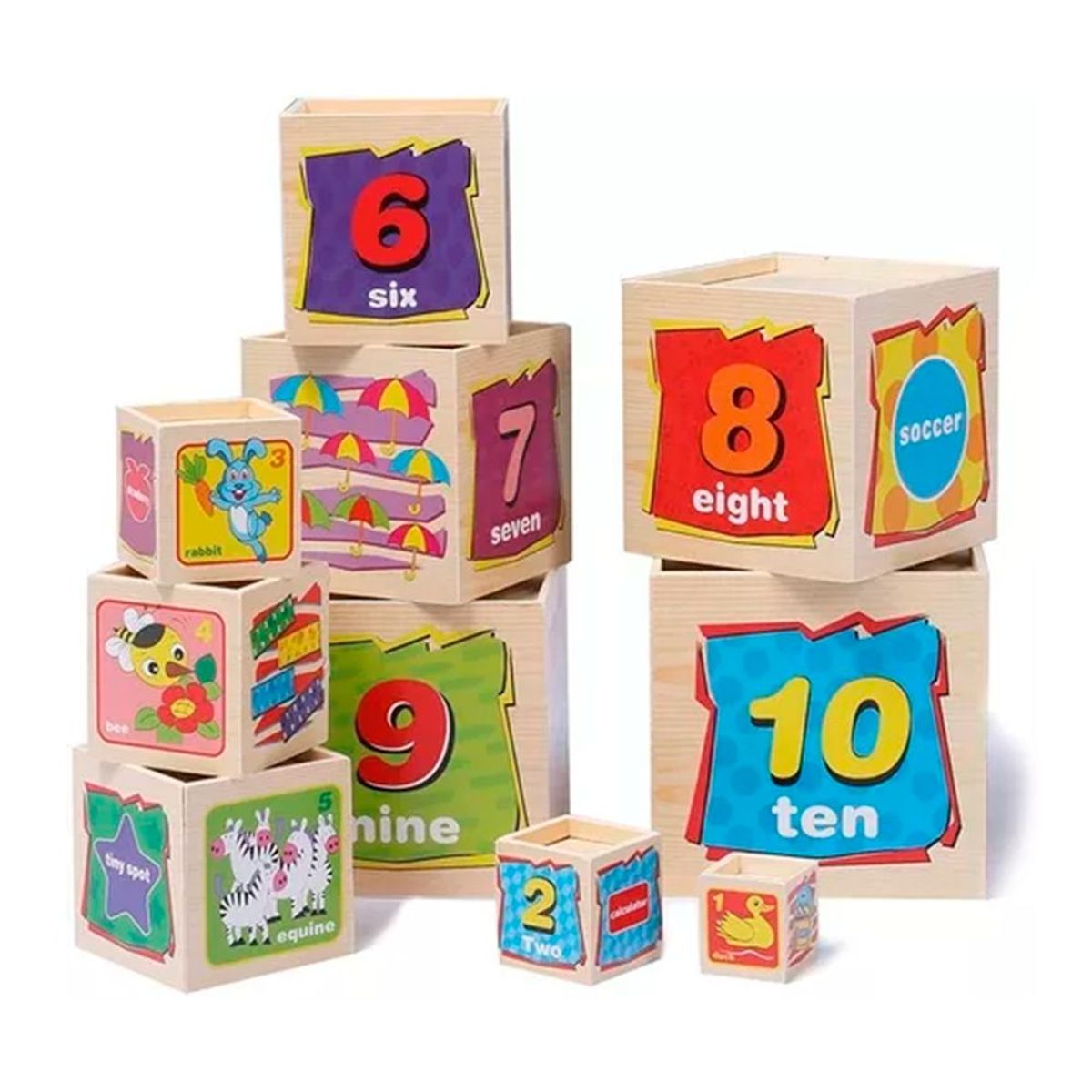 GENERICO - Cubo Apilable Didáctico del 1 al 10 de Madera