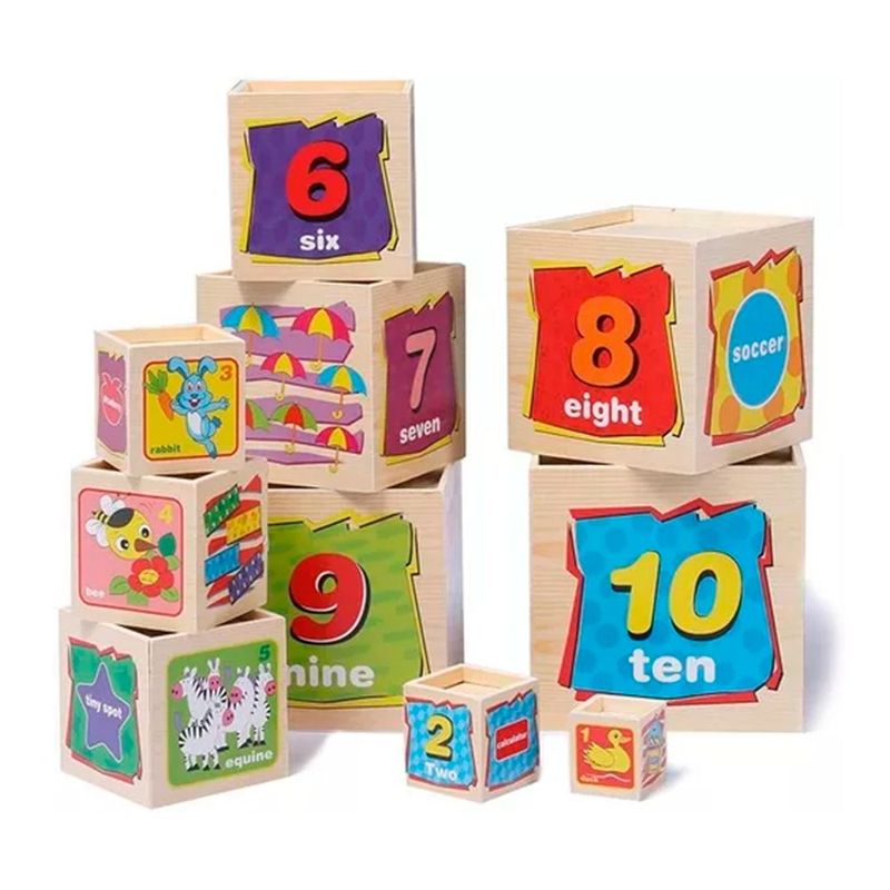 GENERICO - Cubo Apilable Didáctico del 1 al 10 de Madera