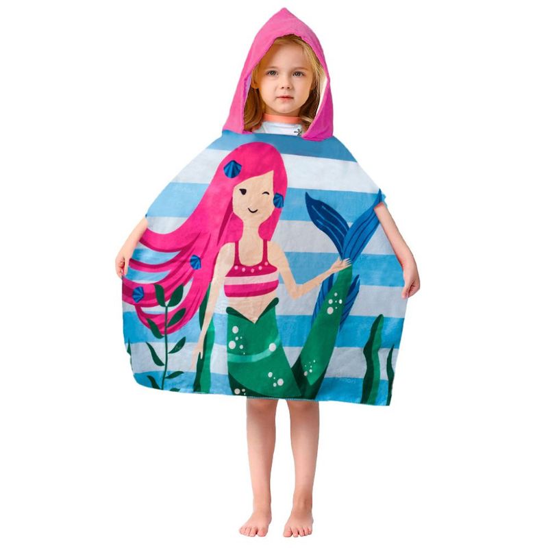 MINARI - Toalla de Playa para Niños Salida Baño con Capucha Sirena Fuccia 497T