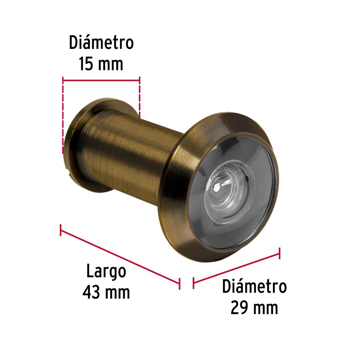 HERMEX - Mirilla de seguridad acabado latón antiguo Hermex