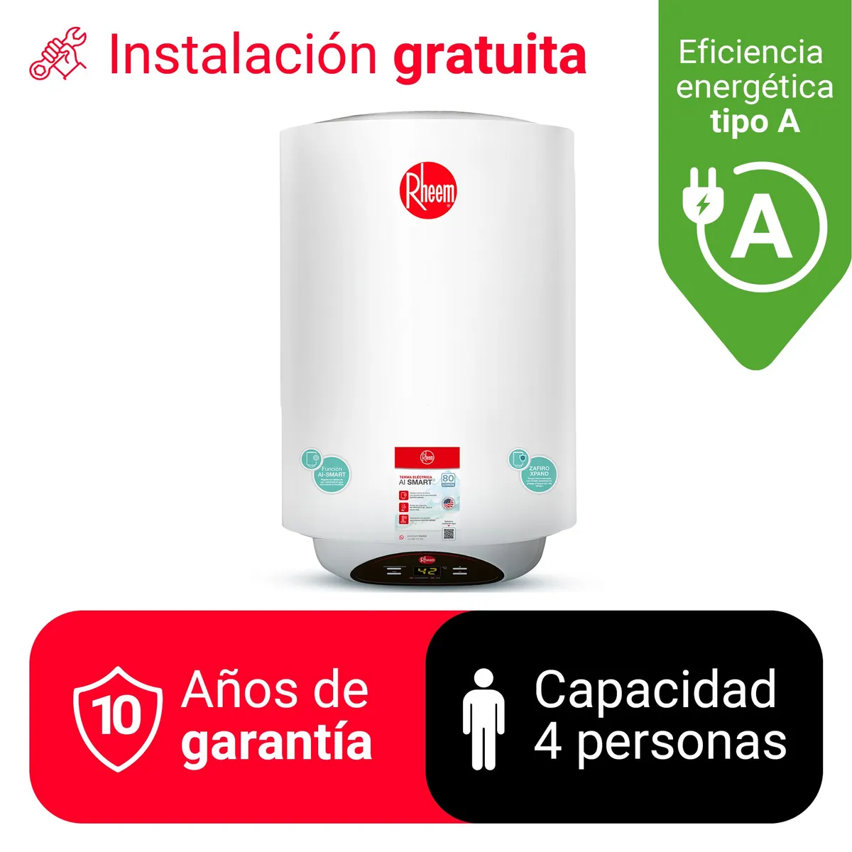 RHEEM - TERMA ELÉCTRICA 80L RHEEM AI SMART