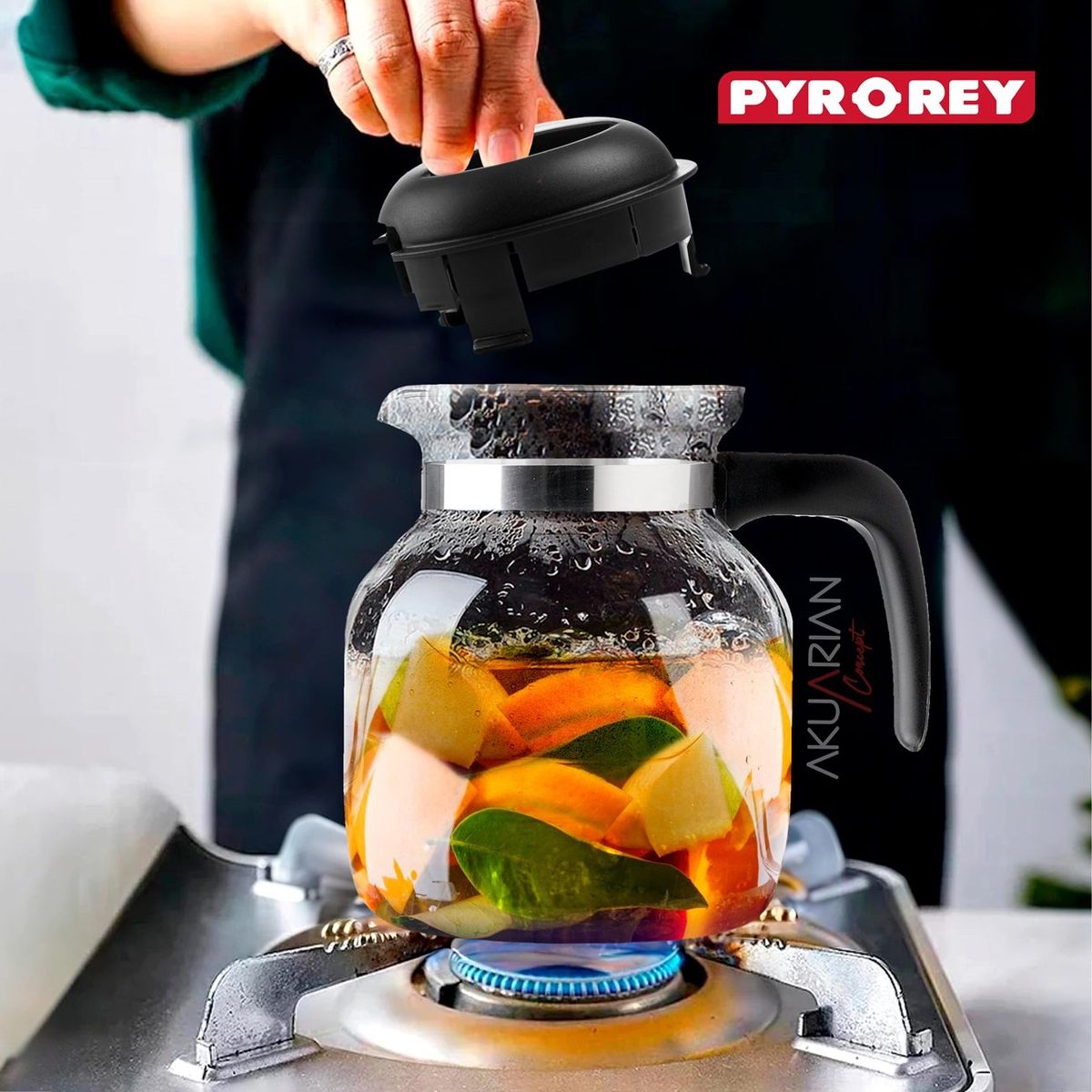 PYR O REY - Jarra de vidrio fuego directo de 1.5 Lt.