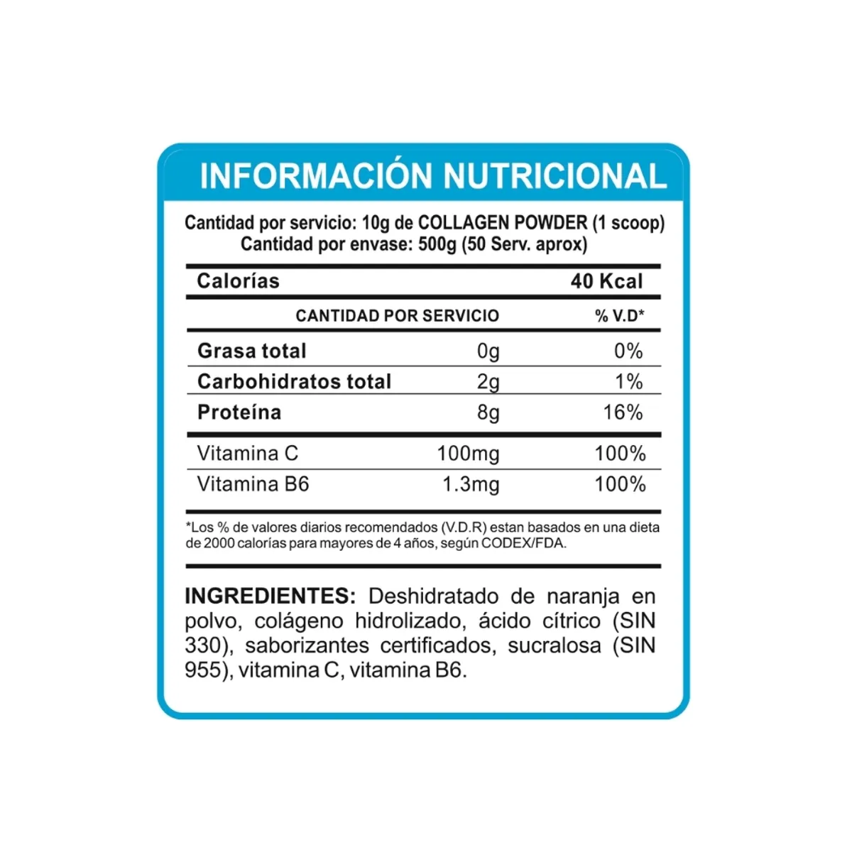 ADN - Colageno hidrolizado Collagen Powder 500gr Fruit Punch