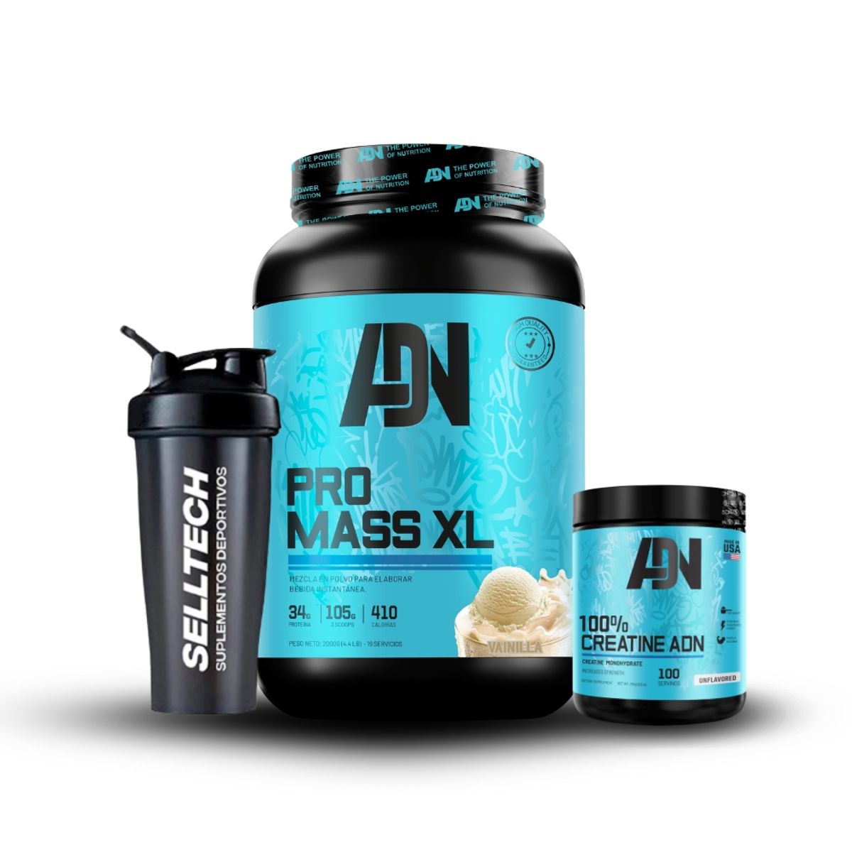 ADN - Proteína Pro mass xl 2kg Vainilla + Creatina 250gr