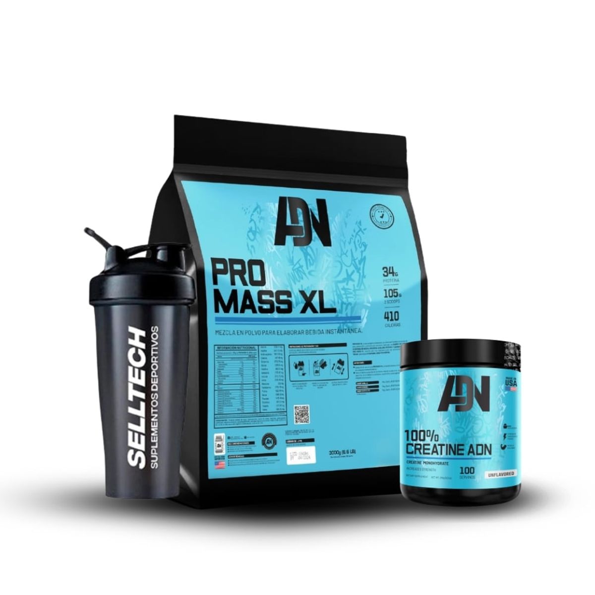 ADN - Proteína Pro mass xl 3kg Vainilla + Creatina 250gr