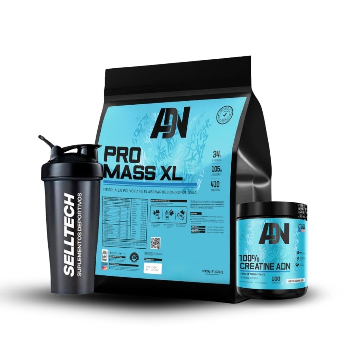 ADN - Proteína Pro mass xl 5kg Vainilla + Creatina 250gr