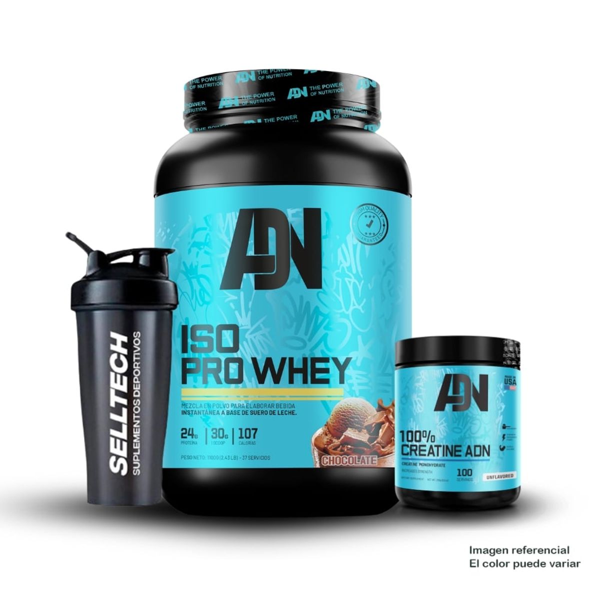 ADN - Proteína Iso Pro Whey de 1100 Gramos Chocolate + Creatina 250gr