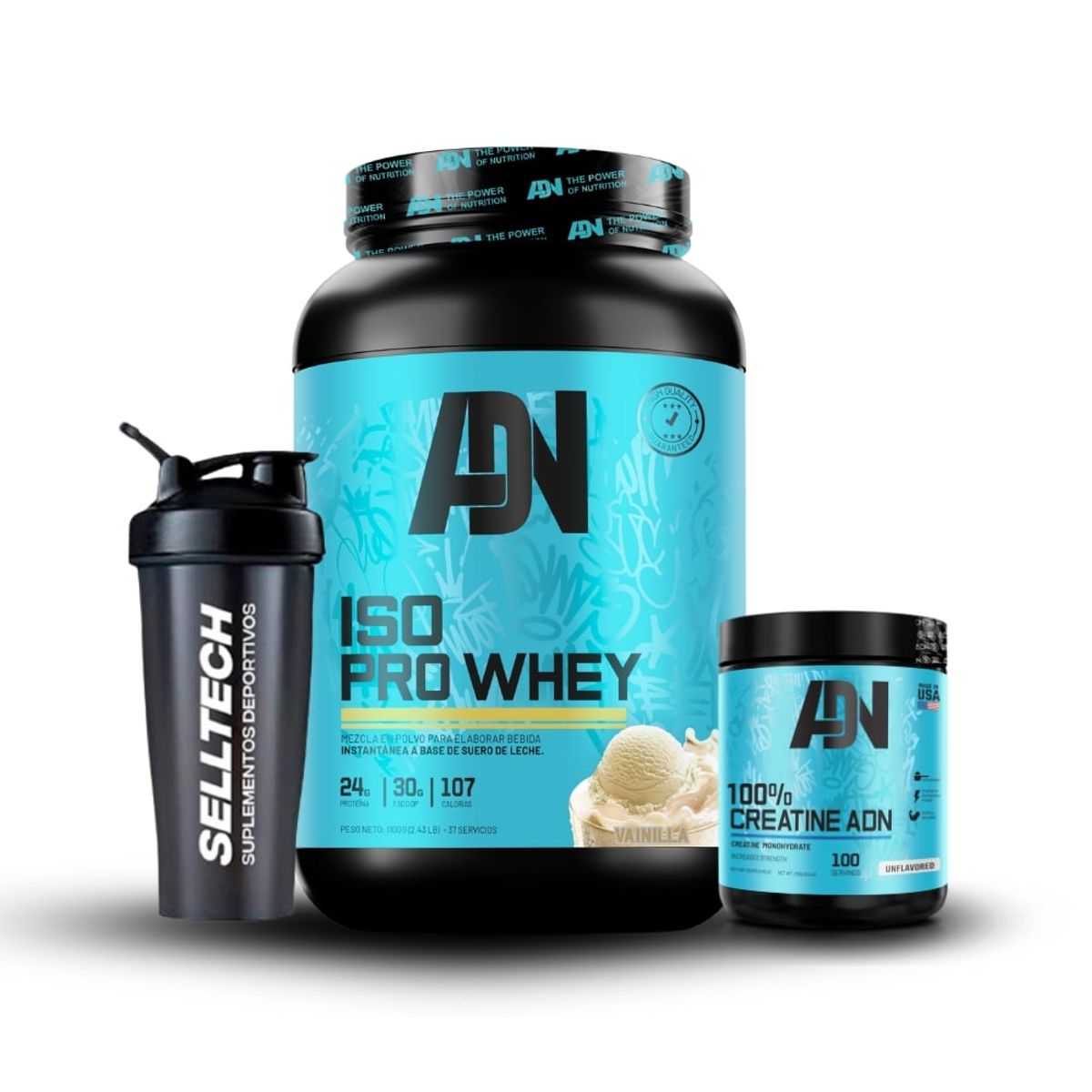 ADN - Proteína Iso Pro Whey de 1100 Gramos Vainilla Creadn 250gr