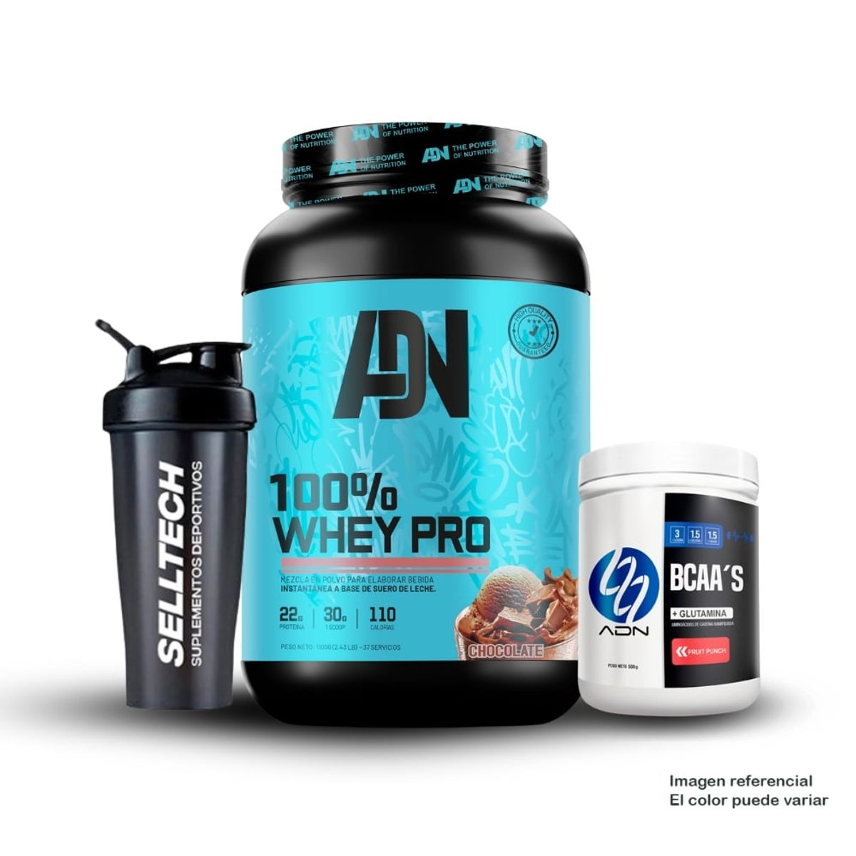 ADN - Proteína 100% Whey Pro 1.1 kg bcca 500gr Fruitpunch
