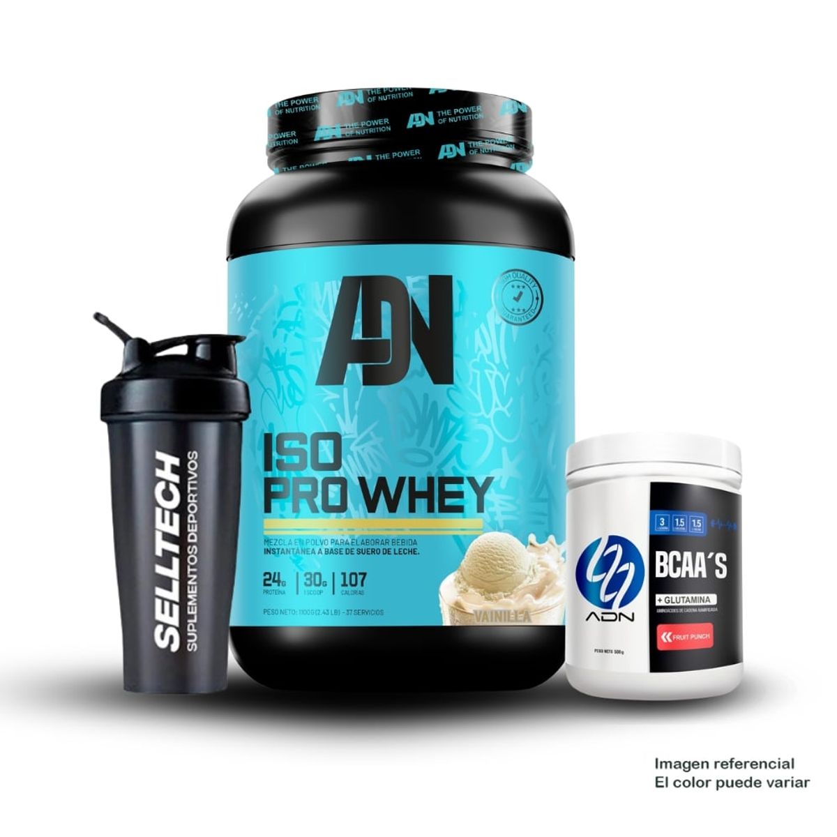 ADN - Adn 100 %whey Pro 1.1 kg Vainilla+bcca 500gr Fruitpunch