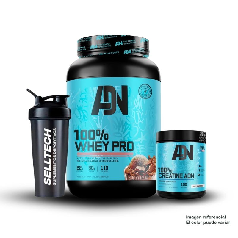 ADN - Proteína 100% Whey Pro 1.1 kg Chocolate+Creatina 250gr