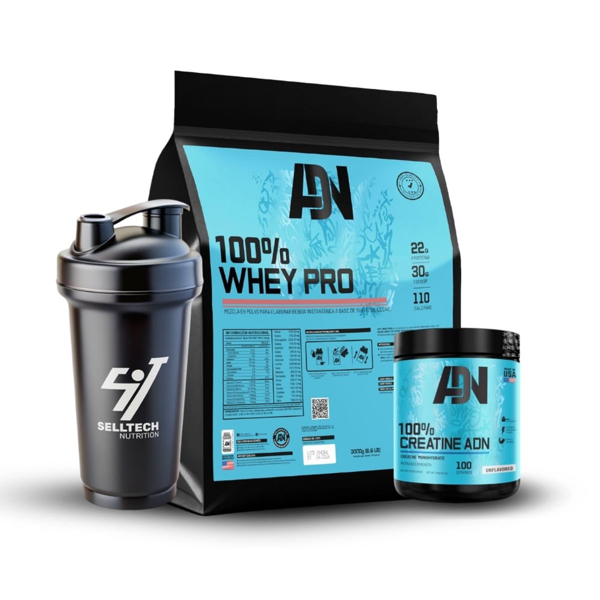 ADN - 100 Whey Pro 3 kg Vainilla+Creatina 250gr