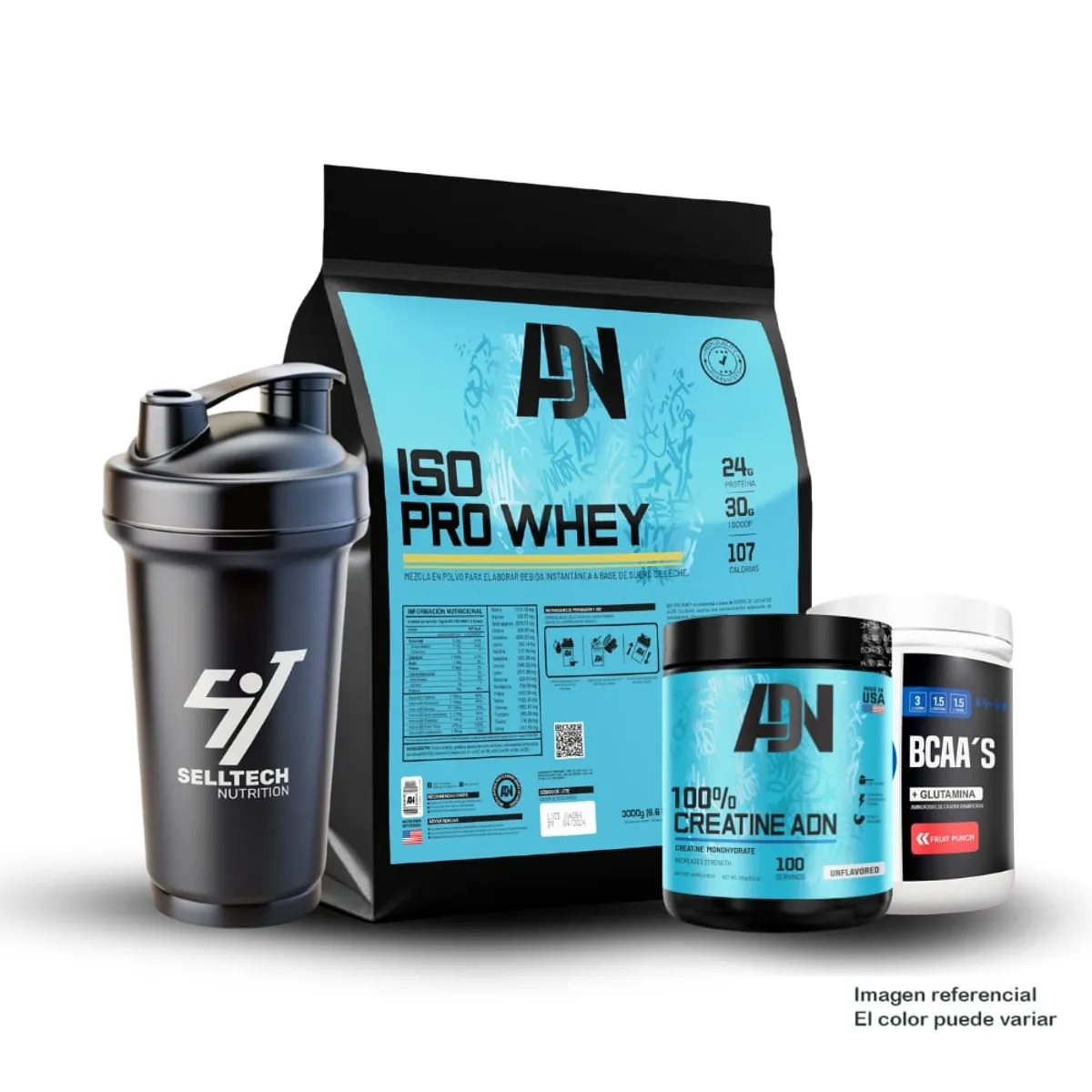 ADN - Iso Pro Whey 3 kg Vainilla Creadn 500gr Bcca 500gr Fruit