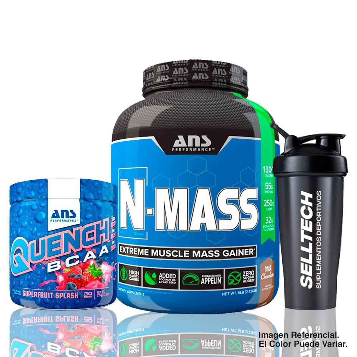 ANS PERFORMANCE - Ans N Mass 6 Lb Chocolate + Quench Bcaa 30sv Superfruit