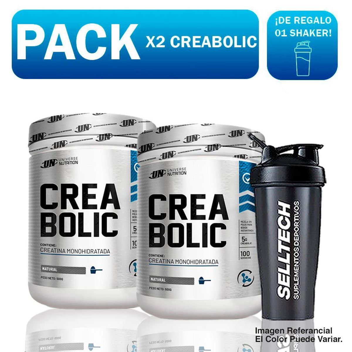 UNIVERSE NUTRITION - Pack Creatina Universe Nutrition Creabolic 500gr x2 Shaker