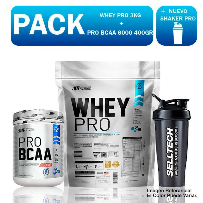 UNIVERSE NUTRITION - Whey Pro 3 kg Vainilla+bcaa 6000 500gr Naranja