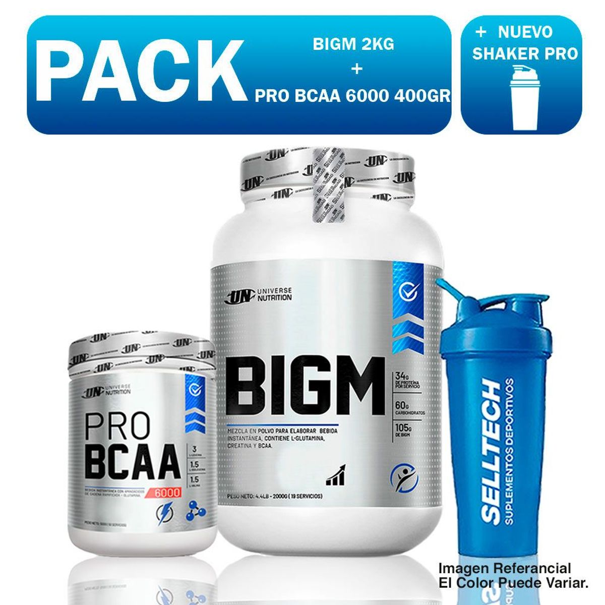 Universe Nutrition - Proteína UN Bigm 2 kg Vainilla+bcaa 6000 500gr Fruit Punch