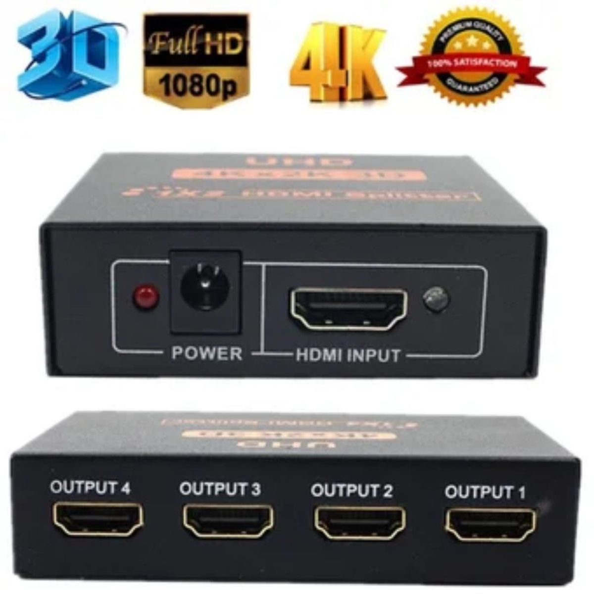 GENERICO - Hdmi Splitter 1x4 2.0 Full Hd 4k Multiplica Señal Conecta 4 tv -