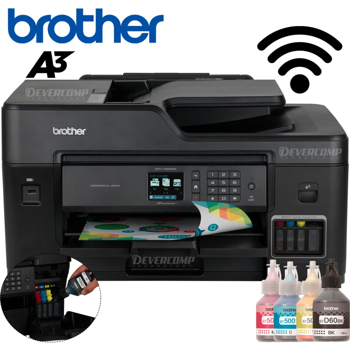 Brother - Impresora Brother MFC-T4500DW Multifunción A3 Duplex Wifi