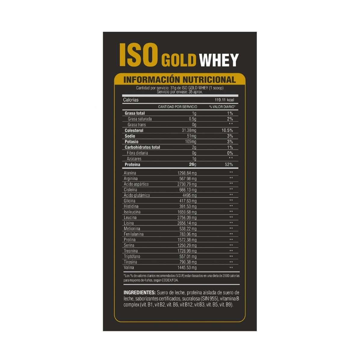 LEVEL PRO - Iso Gold Whey de 1kg Vainilla - Proteína Isolatada